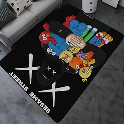 더플로우컴퍼니 스트리트 패션 미끄럼 방지 방수 카펫 매트, kaws1