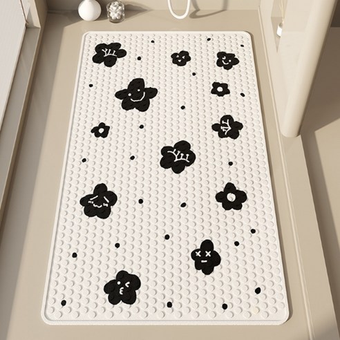 데이소이 귀여운 디자인 흡착 욕실 욕조 매트 70 x 40 cm, 07 블랙 플라워, 1개
