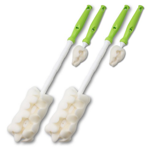 베이비베어 엠보 일자 젖병솔 + 젖꼭지솔 세트, 그린, 2세트