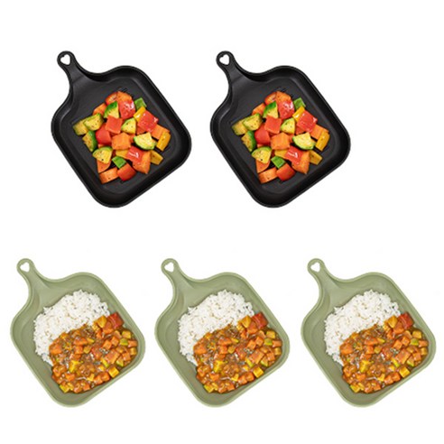 파스텔 아동용 간식접시 5p 세트, 1세트, 올리브그린 3p + 블랙 2p