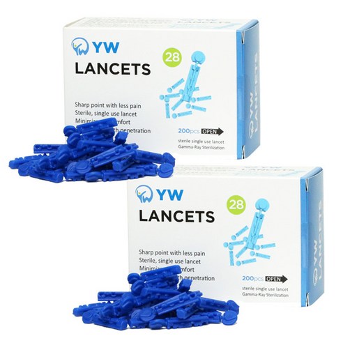 와이더블유 일회용 수동랜싯 28g 채혈침, 200개입, 2개