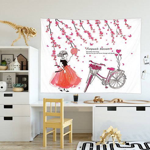 모던리빙 일러스트 패브릭 포스터 가리개, 벚꽃