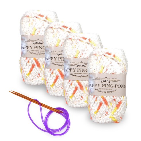 해피 핑퐁 수면사 털실 80g x 4p + 줄바늘, 02 아이보리