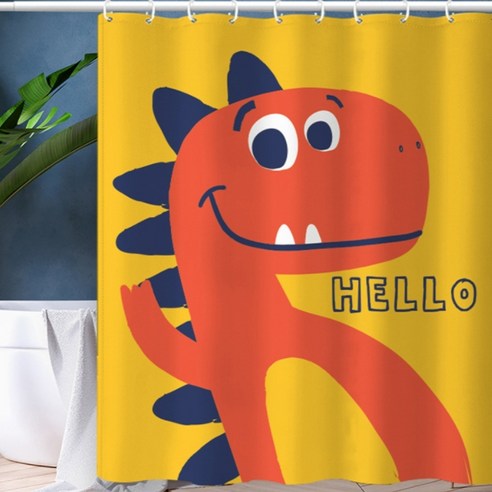 카리스 귀여운 공룡 드로잉 욕실 샤워 커튼 A02 120 x 180 cm, 1개