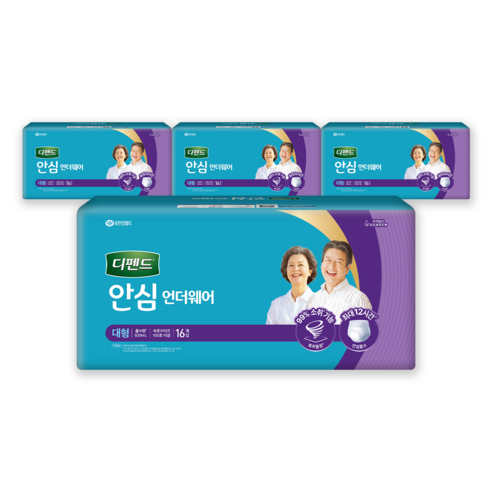 디펜드 남녀공용 안심 언더웨어 성인기저귀, 대형, 16매입, 2개