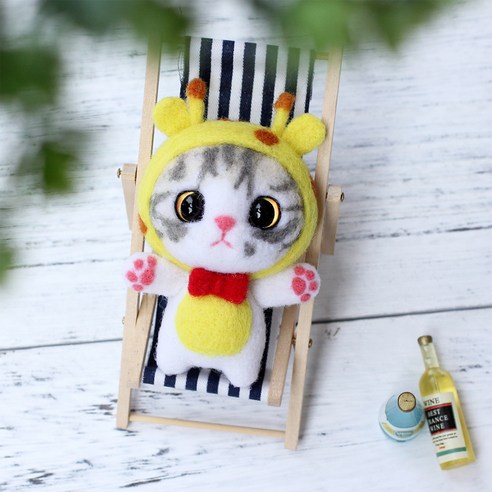 아트조이 DIY 양모펠트 키트, 1세트, 기린고양이
