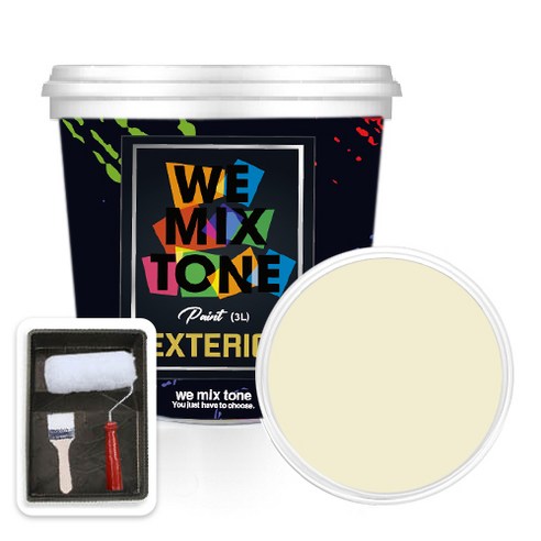 WEMIXTONE 외부용 EXTERIOR 페인트 3L + 붓 + 로울러 + 트레이 세트, WMT0163P01(페인트), 1개