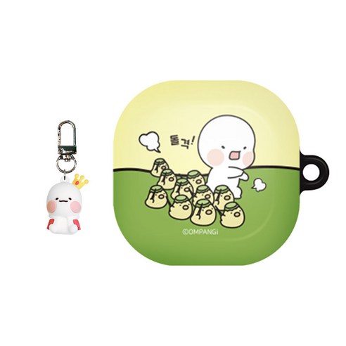 옴팡이 플러피 갤럭시 버즈 라이브 / 버즈 프로 슬림하드 공용케이스 + 키링, 돌격팡(케이스), 랜덤발송(키링)
