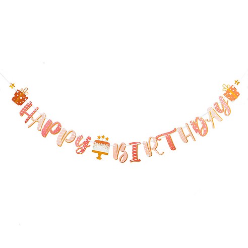 그라보 생일 가랜드 세트, 로즈컨페티, 1세트