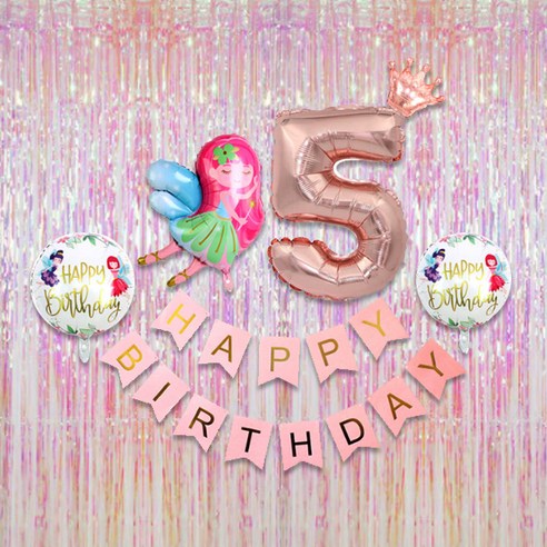 마켓감성 꼬마요정 파티커튼 생일파티장식, 타입5, 1세트
