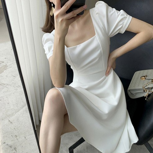 여성용 블랙101 리크미키 오프숄더 반팔 미디움 원피스 CH-2316964