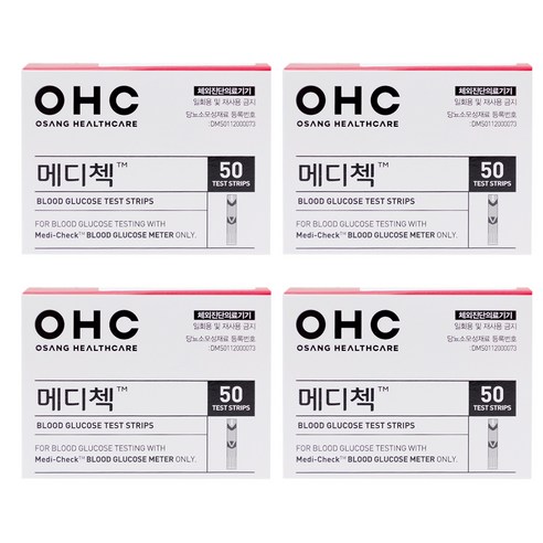 오상헬스케어 메디첵 개인용 혈당 검사지, 50개입, 4개