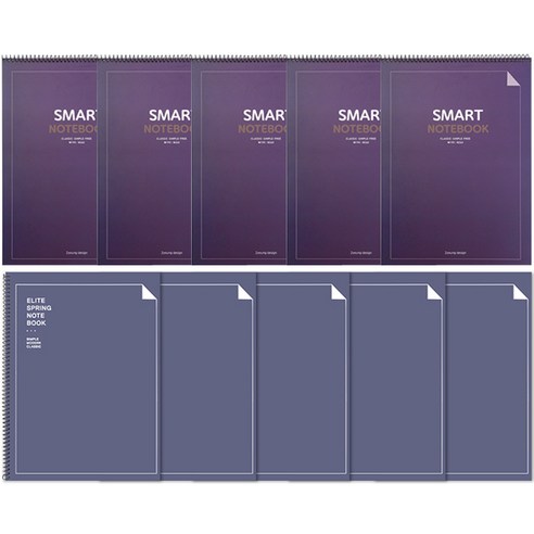 투영디자인 상철 스마트 유선노트 + 엘리트 스프링 유선노트, 네이비, 5세트