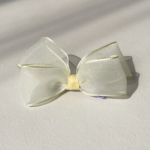 그루밍독 반려동물 러블리 리본 날개 헤어핀, 망사날개 옐로우, 1개, 11 x 6 cm