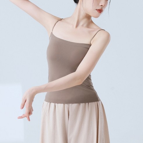마켓피아 여성용 댄스 무용 무대 연습 패드포함 발레 민소매 나시 탑