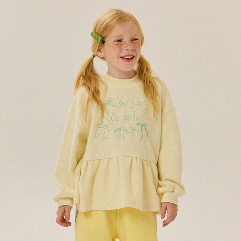 리에벨로 여아용 리본 장식 맨투맨 티셔츠 더랄라