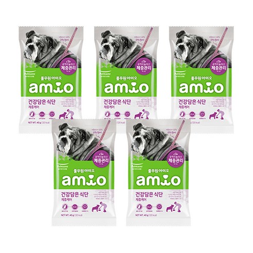 아미오 전연령 건강담은 식단 강아지 건식사료, 200g, 체중케어(40g*5개)