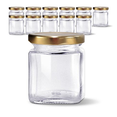 미르 유리병 미니사각러그 골드, 100ml, 12개