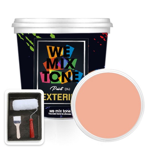 WEMIXTONE 외부용 EXTERIOR 페인트 3L + 붓 + 로울러 + 트레이 세트, WMT0515P01(페인트), 1개