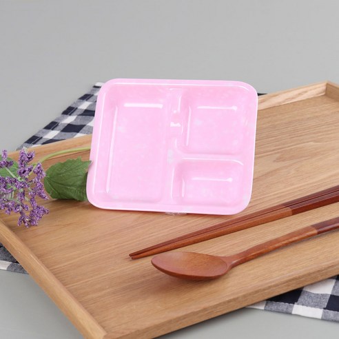 레트로 분식그릇 떡볶이 핑크팝 세칸접시, 핑크, 10개
