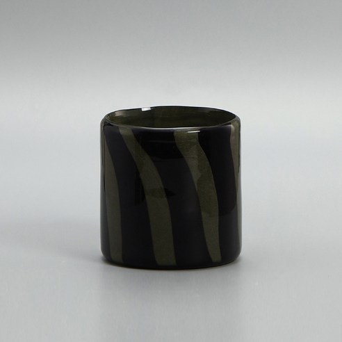 심플앤글로우 다용도 줄무늬 감성 유리 미니 꽃병 12cm, 녹색