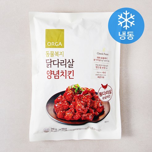 ORGA 동물복지 닭다리살 양념치킨 (냉동), 340g, 1개