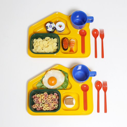 사랑스러운 디자인과 안전한 소재로 아이의 즐거운 식사 시간을 책임지는 어웨이큰센스 해피팝 하우스 식판 세트