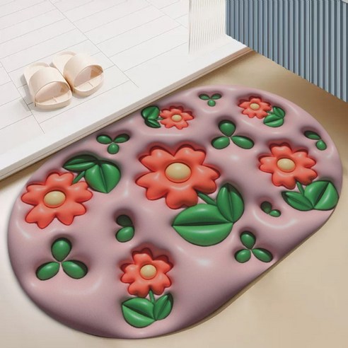 BRINCH 빨아쓰는 3D 입체 디자인 규조토 논슬립 발매트, 타입5901-41