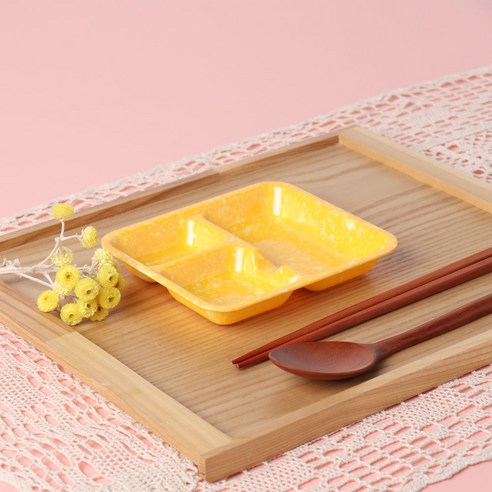 레트로 분식 떡볶이 팝 세칸접시, YELLOW, 4개