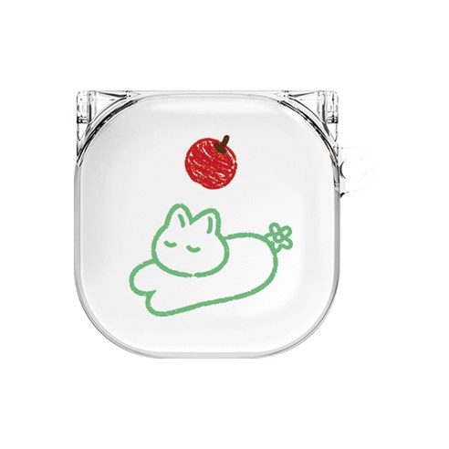 아스카코리아 후르츠 애니멀 투명 갤럭시 버즈2 프로 / 버즈2 / 버즈 프로 / 버즈 라이브 케이스, 사과냥