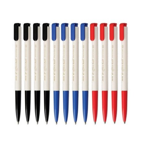 자바 e-오피스 볼펜 0.7 mm, 검정, 빨강, 파랑, 12개