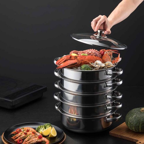 엔뚜마노 인덕션 5단 타워 찜솥, 1개, 28cm