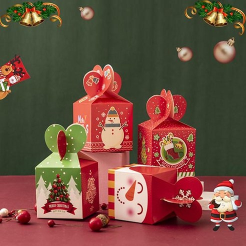 크리스마스 이브 사과 선물 상자 크리스마스 사과 상자 사과 포장 상자 크리스마스 선물 상자, 20개, B-4 컬러믹스