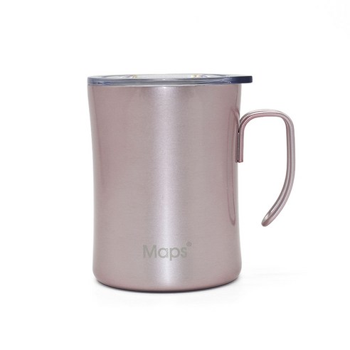 맵스 더블 월드 스테인리스 스틸 리드 머그컵 350ml, 1개, Pink