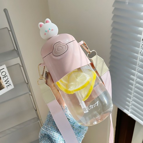 【휴대용 물병】물 컵 대용량 높은 찾고 패션 플라스틱 컵 새로운 스타일의 물병 컵, 색깔21