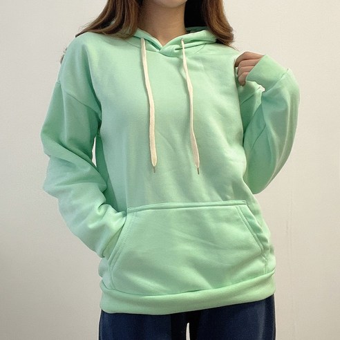 VANANA2 따뜻한 속기모 루즈핏 컬러 무지 후드 티셔츠