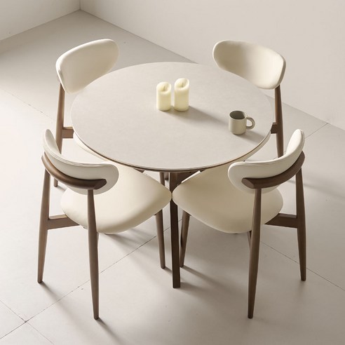 세릴 포세린세라믹 원목 4인 원형 식탁세트: 자연을 품은 디자인 4인원형식탁