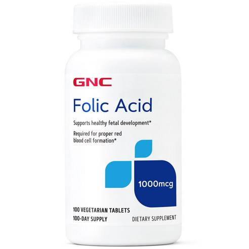 GNC 폴릭 애시드 1000mcg 베지테리안 타블렛, 1개, 100정