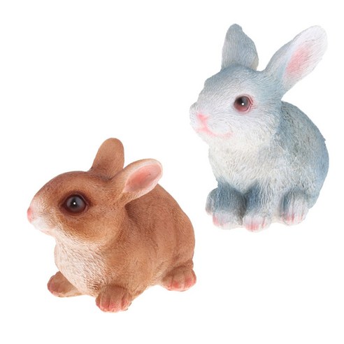 2 개/대 참신 인공 토끼 홈 장식 귀여운 동물 장식 입상 선물, 다색, 설명, 수지