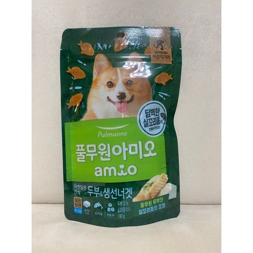 풀무원아미오 강아지 자연 담은 간식, 혼합맛(두부/생선너겟), 80g, 3개