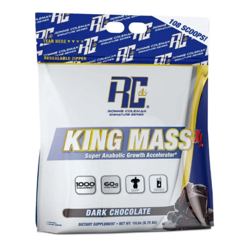 로니 콜만 시그니처 시리즈 킹 매스 XL 슈퍼 아나볼릭 그로우스 가속도 어 다크 초콜릿, 1개, 4.54kg 게이너