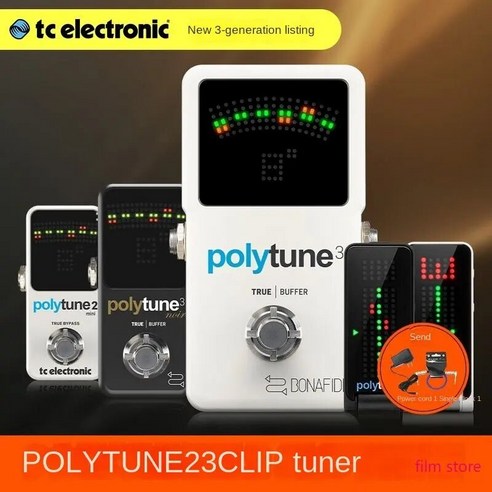 폴리튠 튜너 조율기 미니 어쿠스틱 기타 일렉트릭 베이스 튜닝 페달 이펙터 TCElectronic Politune 3, 3)Polytune 3 Noir, 1개 tcelectronic튜너