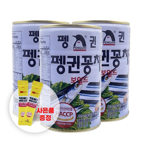 펭귄 꽁치보일드 통조림, 400g, 4개