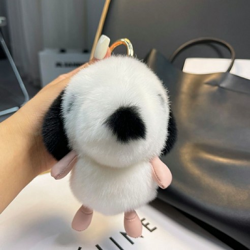 진달 토끼털 강아지 자동차 열쇠고리 액세서리 개성 창의 망홍 귀엽다 강아지 털가방 액세서리, 백색