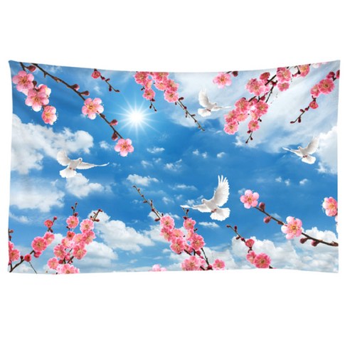 태피스트리 벽 매달린 태피스트리 써니 화이트 비둘기 꽃 풍경 태피스트리 (78.74x59.05 인치 59.05x59.05 인치, 150x150cm, 폴리 에스터
