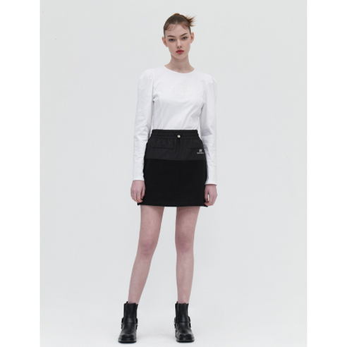 [에고이스트][BLUE LABEL] EQ2OSK03 -믹스 페브릭 밴딩 미니 스커트