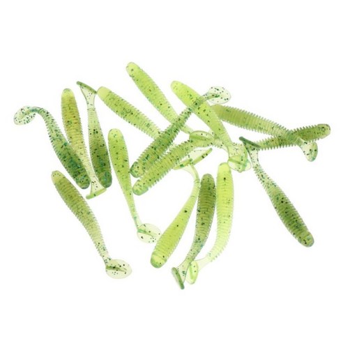 16 조각 5cm 소프트 낚시 미끼 플라스틱 낚시 미끼 T-꼬리 땅벌레 벌레 미끼 물고기 태클 액세서리, 녹색, PVC
