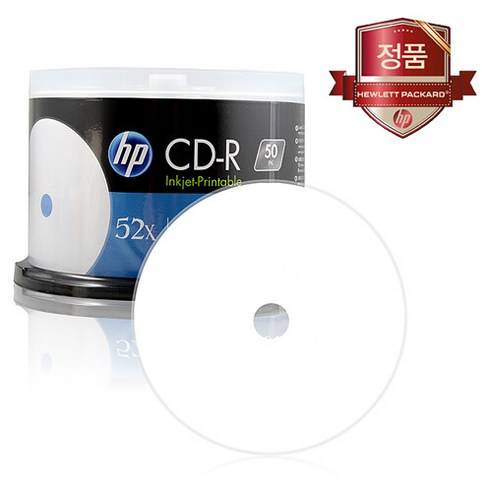 HP 프린터블 CD-R 700MB 52배속 50장케이크 공CD 공시디, 단품