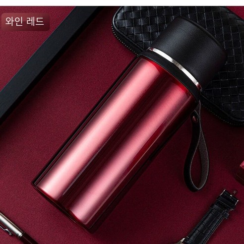 대용량 스테인리스 보온병 컵 남성과 여성 학생 휴대용 야외 추위와 열 비즈니스 차 컵, 열정 레드, 옵션1