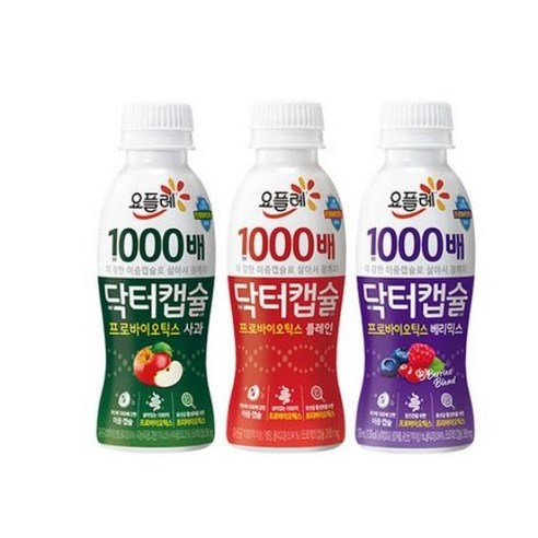 빙그레 닥터캡슐 1000배 3종 플레인 사과 베리믹스 18개 골라담기 /장건강/마시는요구르트, 사과6+플레인6+베리믹스6, 1세트 두링킹